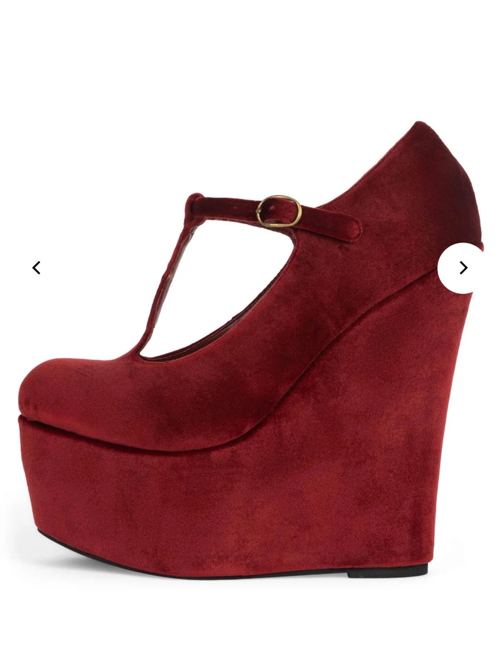Jeffrey Campbell Burgundy Suede T-Strap Platform Wedges